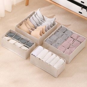 Tianshan cotton and linen storage box Fabric folding socks underwear bra sorting box home washing underwear storage box