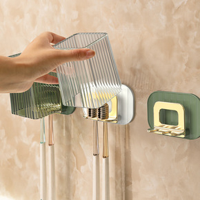 Light luxury wind toothbrushing cup toothbrush shelf Wall-mounted non-perforated bathroom toilet mouthwash cup set toothbrush holder