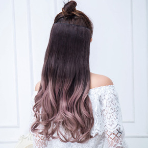 Wig piece female long curly hair highlights big wave color hanging ear curly wig piece one type rehair gradual hair extension piece
