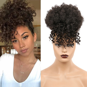 Manufacturers direct European and American foreign trade afro hair wig bangs hair package African fluffy hair bud bangs + hair package