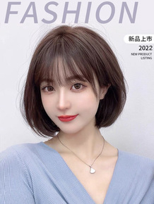 Wig woman real hair Bob Whole wig set full head set natural bobo hair style stylish black wig