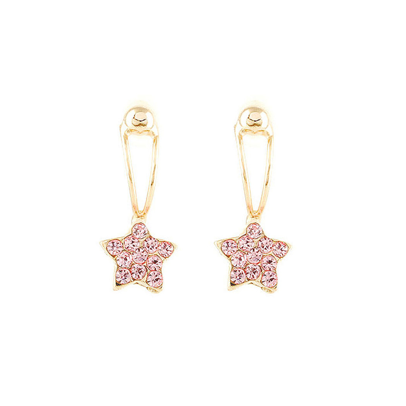 Twinkle Star Earrings with Pink Austrian Element Crystals