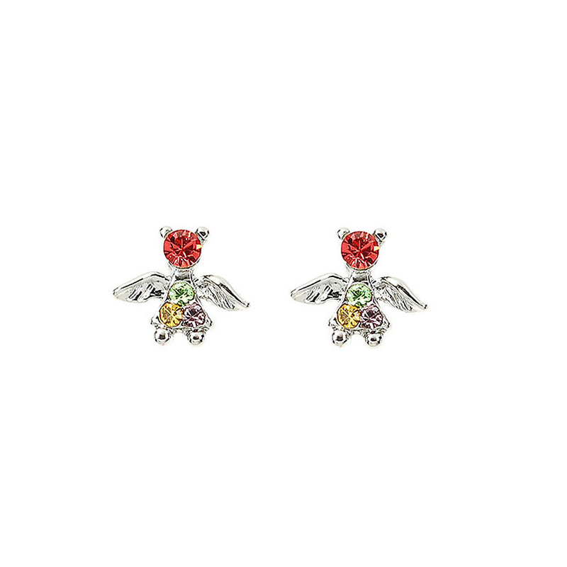 Elegant Angel Earrings with Multi-color Austrian Element Crystals