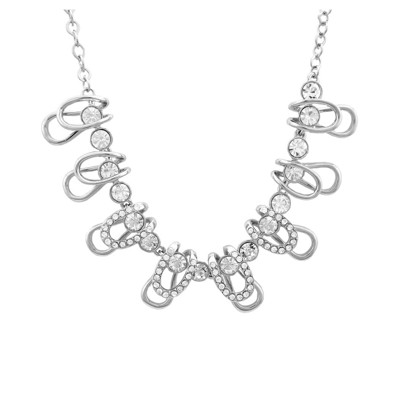 Stylish Necklace with Silver Austrian Element Crystals