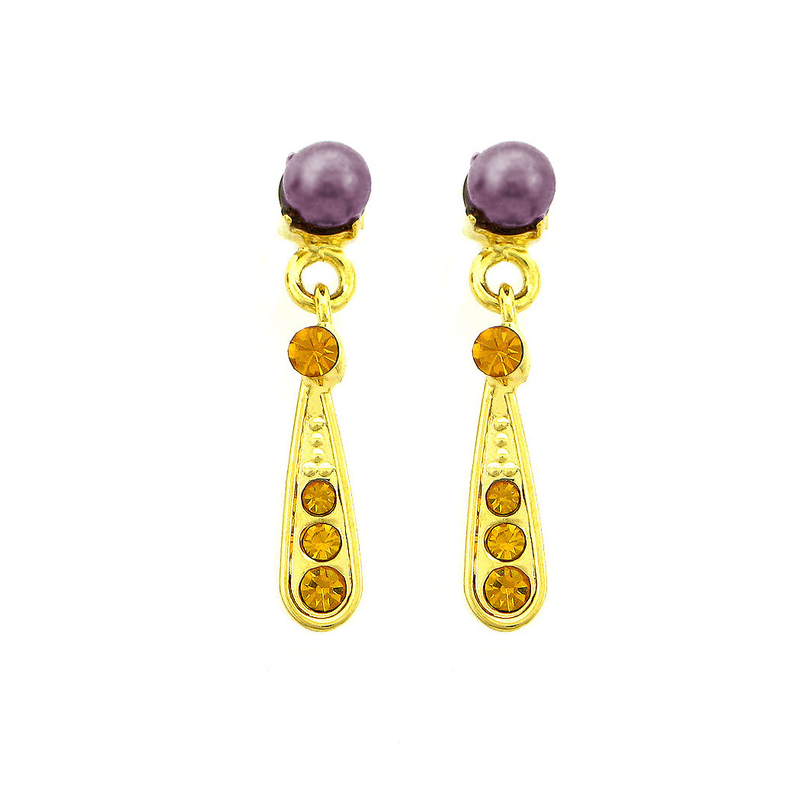 Fashion Earrings with Yellow Austrian Element Crystals