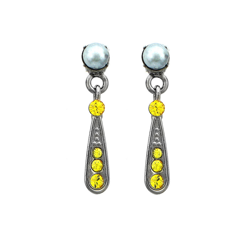 Fashion Earrings with Yellow Austrian Element Crystals