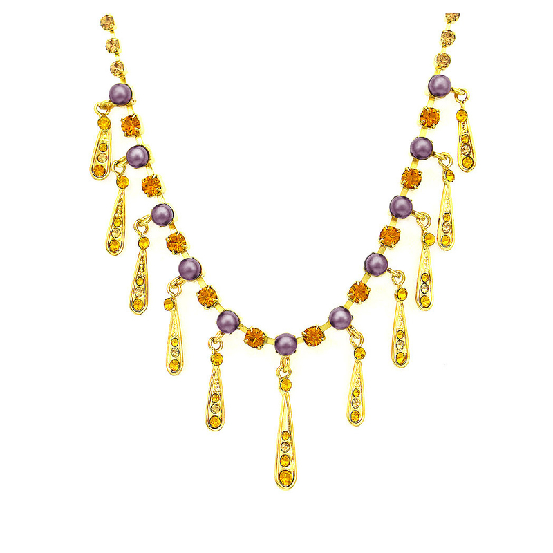 Fashion Necklace with Yellow Austrian Element Crystals