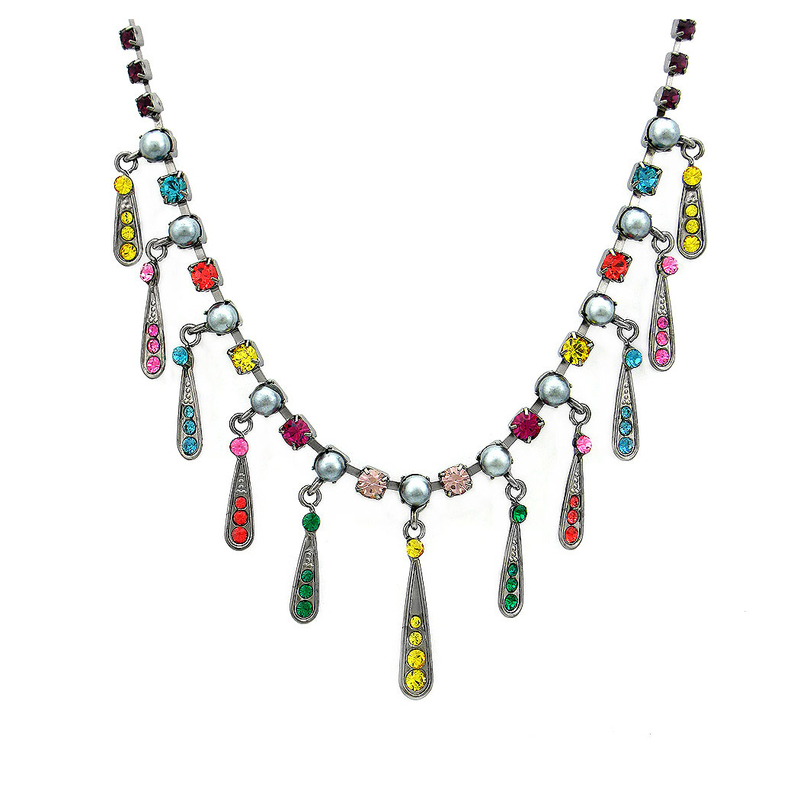 Fashion Necklace with Multi Color Austrian Element Crystals