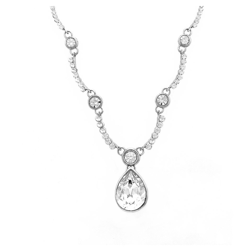 Glistening Teardrop Necklace with Silver Austrian Element Crystals