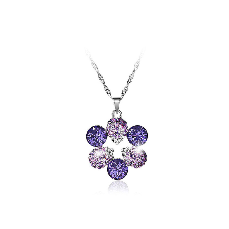 Elegant Pendant with Purple Austrian Element Crystal and Necklaces