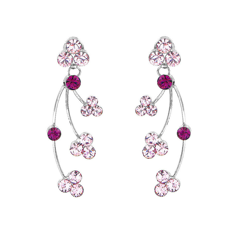 Elegant Earrings with Purple Austrian Element Crystal