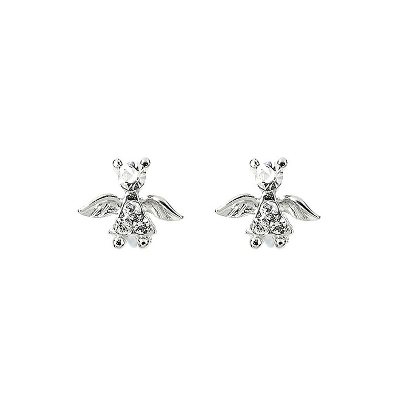 Elegant Angel Earrings with Silver Austrian Element Crystals