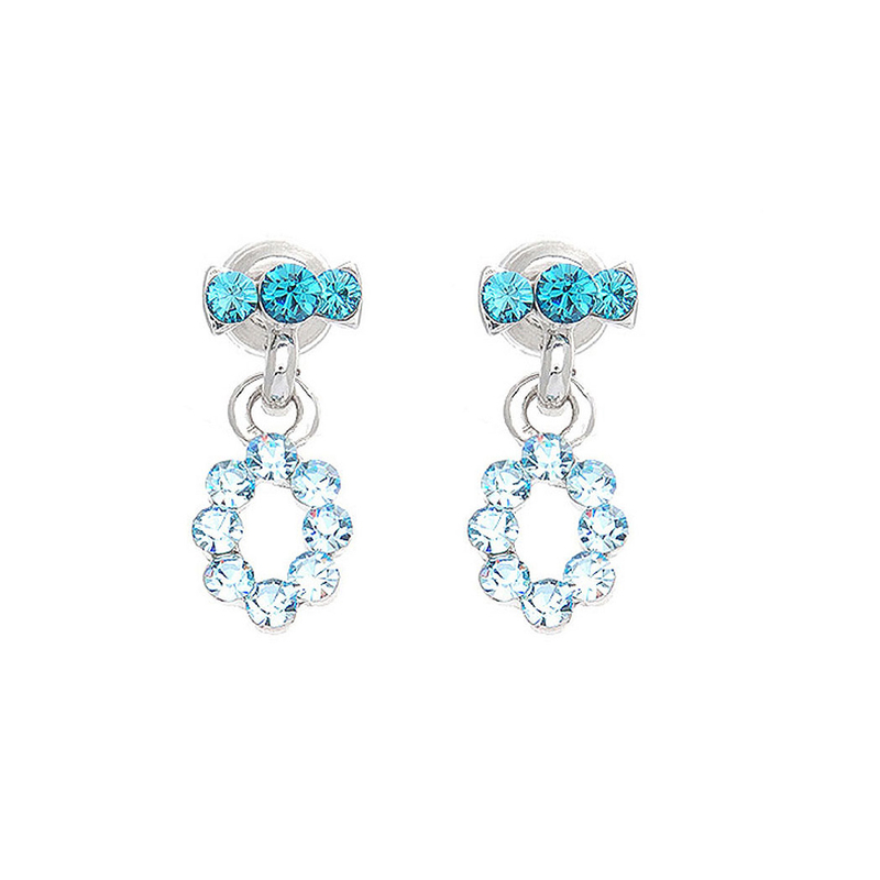 Trendy Earrings with Blue and Green Austrian Element Crystals