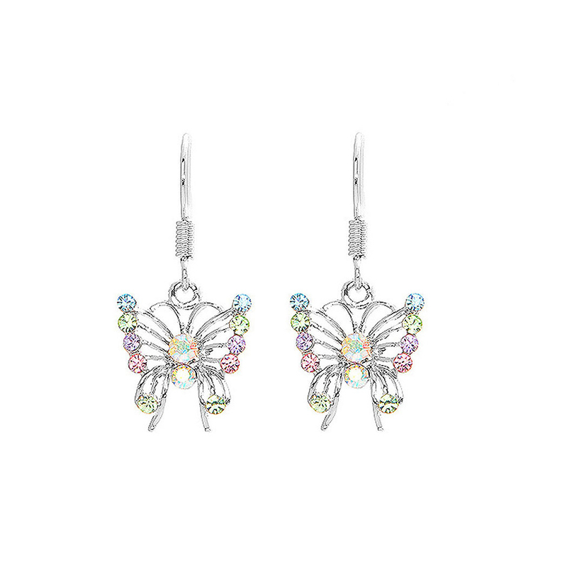 Butterfly Earrings with multi-color Austrian Element Crystals