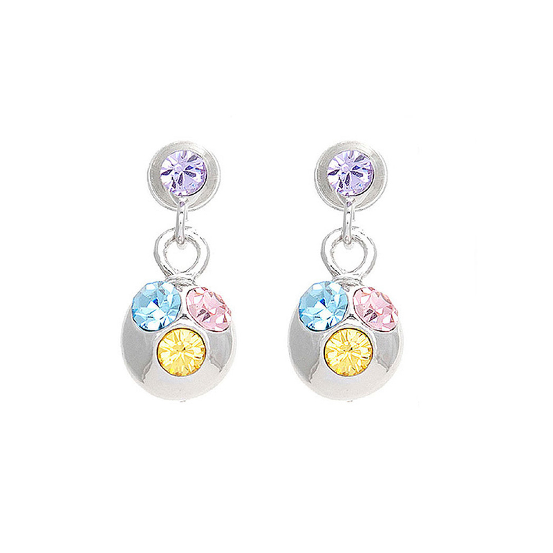 Sparkling Disco Ball Earrings with Multi-Color Austrian Crystals