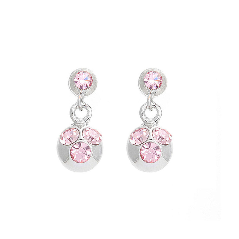 Sparkling Disco Ball Earrings with Pink Austrian Crystals