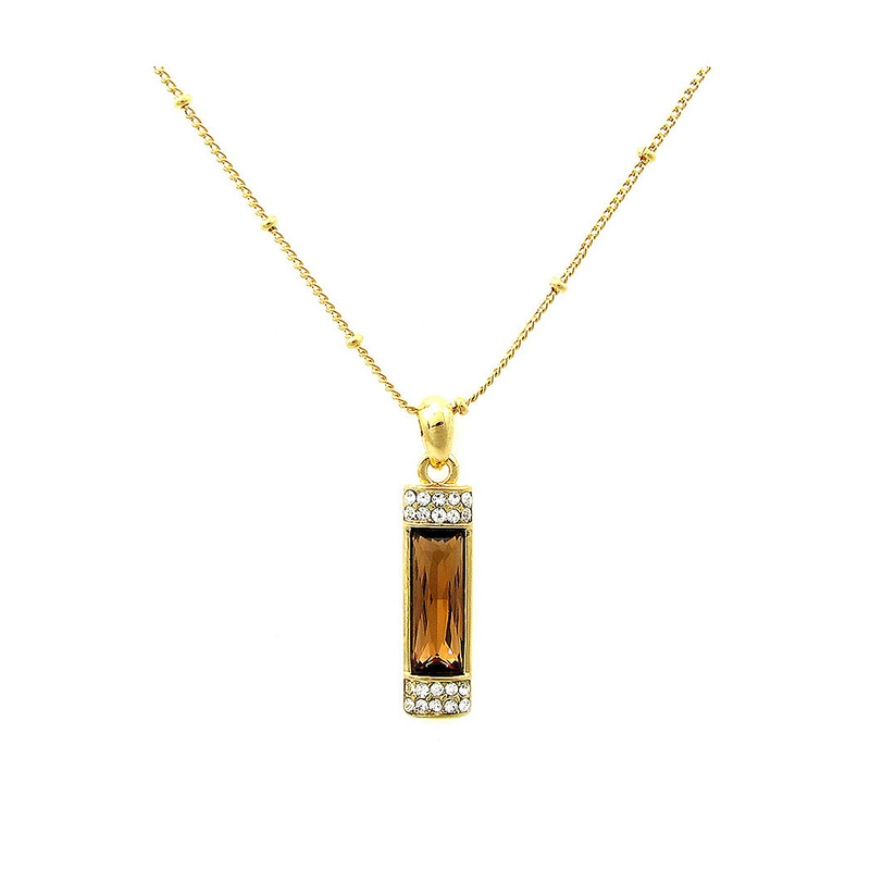Elegant Pendant with Silver and Brown Austrian Element Crystals and Necklace