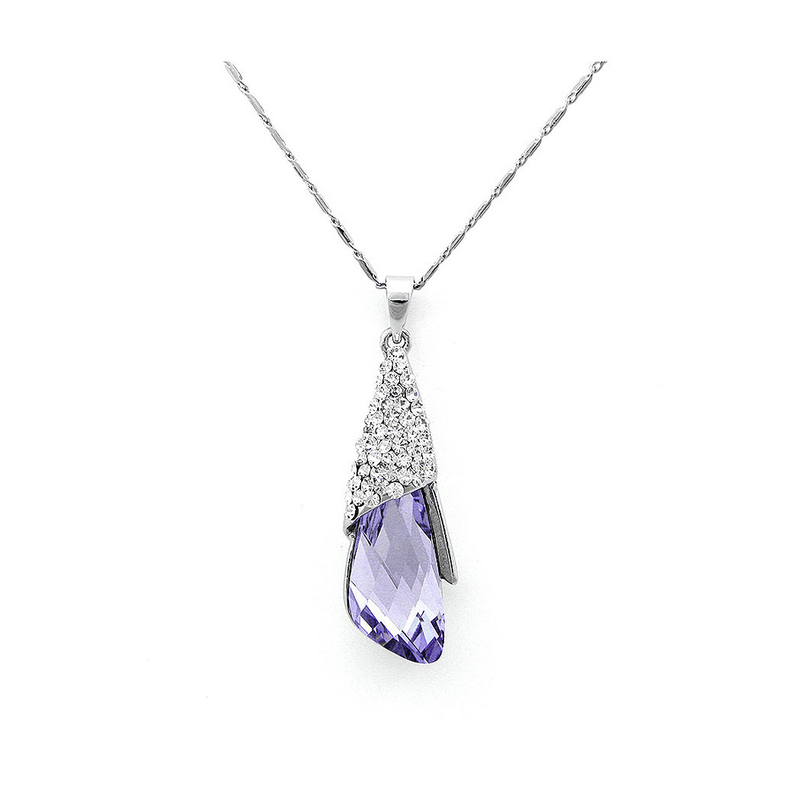 Enchanting Pendant with Silver and Purple Austrian Element Crystals