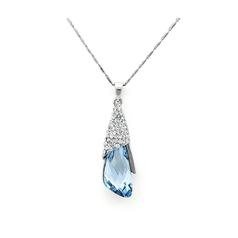 Enchanting Pendant with Silver and Blue Austrian Element Crystals