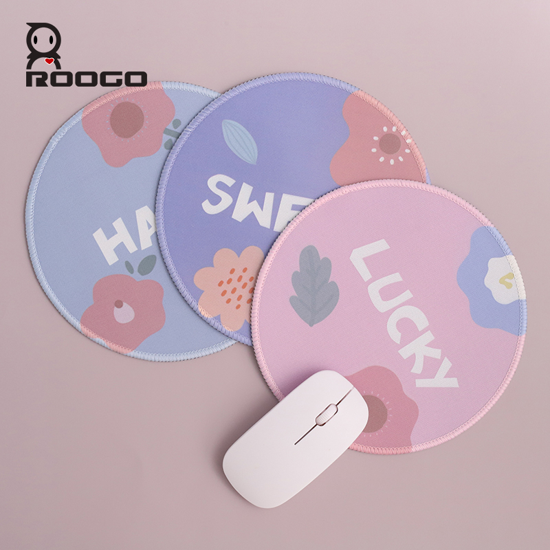 ROOGO Creative Laptop Mouse Mat Flower Round Non-slip Mouse Pad Rubber Computer Table Desktop Pads