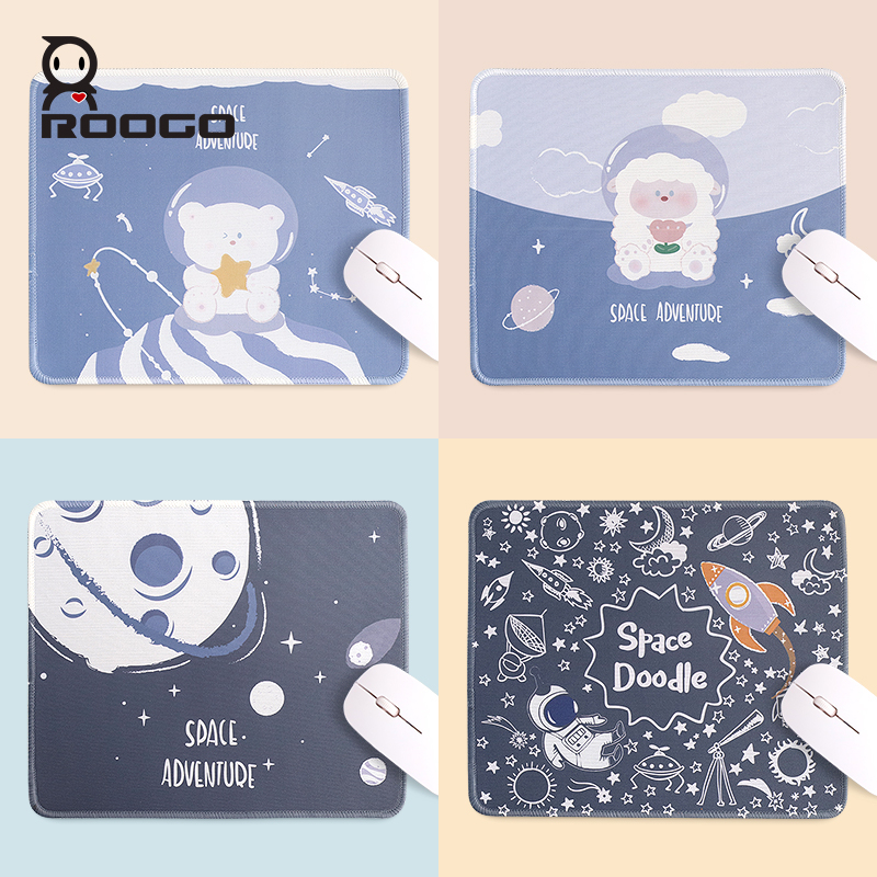 ROOGO Cartoon Rectangle Mouse Pad Soft Comfortable Pad for Laptop Computer Funny  Space Pattern Non-slip Rubbe Desktop Pads