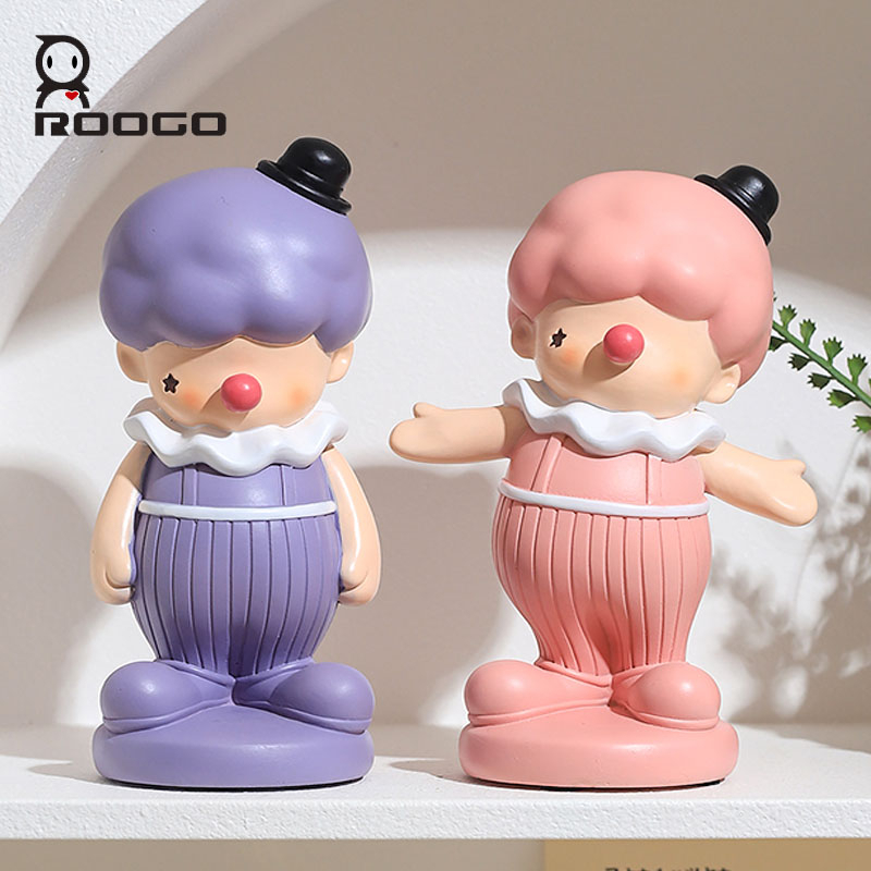 ROOGO Creative Clown Resin Sculpture Home Decor Accessories Cartoon Figures Room Desktop Ornament Gifts for Couples Children
